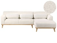 3-Sitzer Ecksofa L-Form Bouclé Weiß Mit Chaiselongue Links Mehrere Kissen Simos