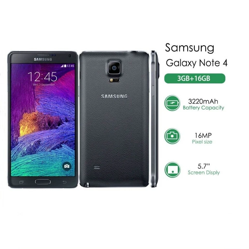 Samsung Galaxy Note 4 N910F N9100 Unlocked Original 16GB ROM 16MP 4G Phone - Immagine 3 di 4