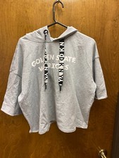 Women's "DKNY" grey GSWarriors 3/4 length sleeves hooded sweatshirt. Size XXL Pr
