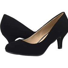 DREAM PAIRS Women Low Heel Stilettos Round Toe Slip On Pump Dress Shoes 9.5