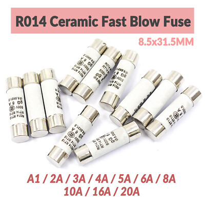 R014 Ceramic Fast Blow Fuse 8.5x31.5MM 1A 2A 3A 4A 5A 6A 8A 10A 16A 20A 380V