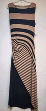 NWT Soft Surroundings Maxi Dress Size XL Striped Sleeveless Tan Black Stretchy