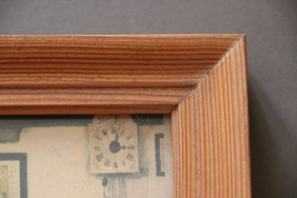 Cadre en pin naturel vernis, avec une reproduction. - Photo 3/4