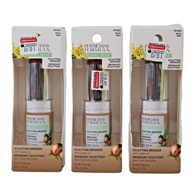 3PK Physicians Formula Organic Wear Sculpting Bronzer w/Jojoba Oil, Mocha 0.3 oz