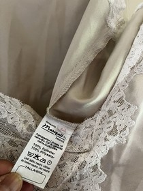 Vintage Lace Edwardian Champagne Satin Boudoir Silky Chemise Slip XL