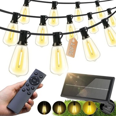 Solar Lights Outdoor Waterproof: ST38 50FT 15M Shatterproof Bulbs Patio Lights -