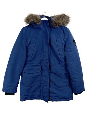 Superdry Everest Parka Damen Winterjacke Gr. 40 Blau Fellkapuze