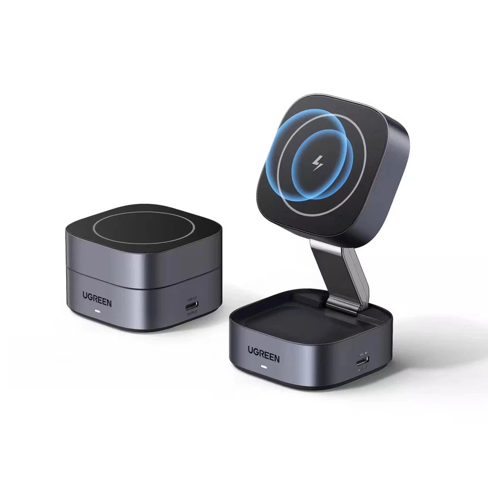 UGREEN MagFlow 2-in-1 Wireless Charger for iPhone 17 16 AirPods stand station - Image 3 of 4
