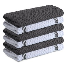 Lot de 6 torchons de cuisine 100% coton absorbants 425 g/m² Torchons en tissu...