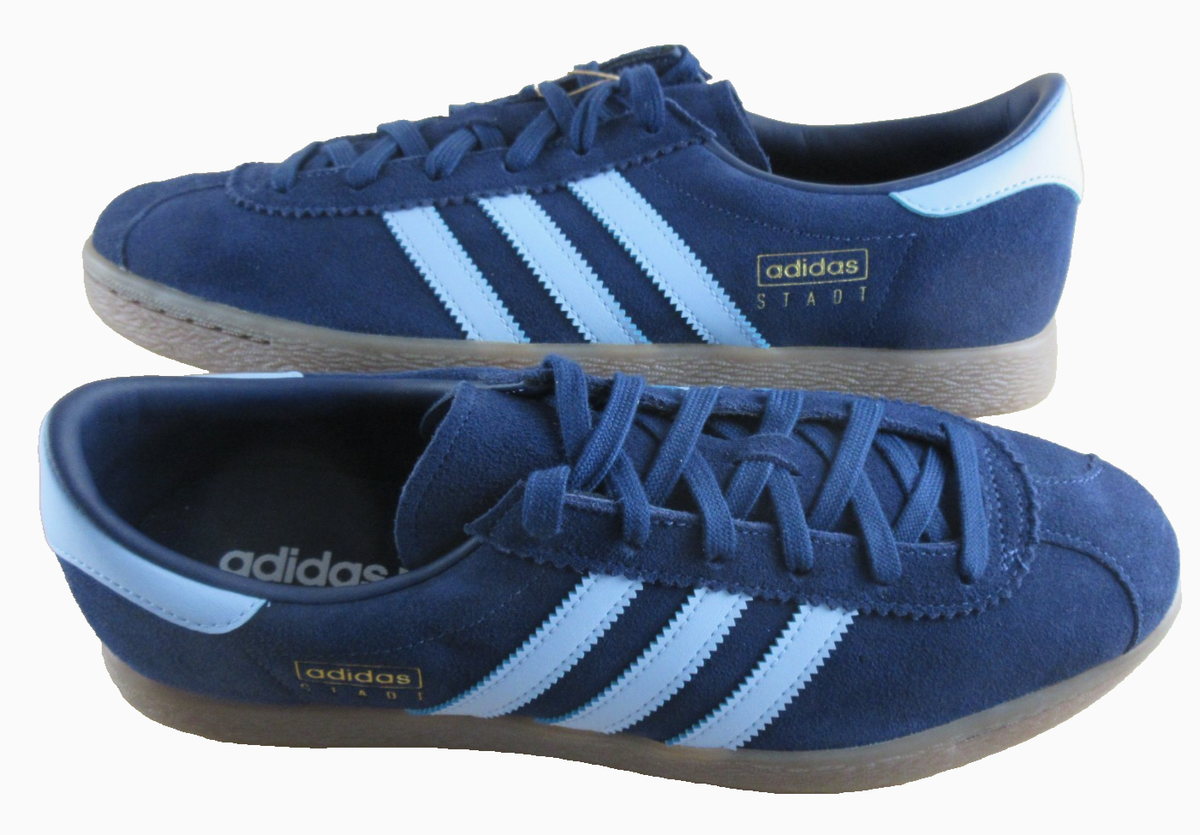 Adidas Originals Men's STADT Suede Indigo Navy Gum Sneakers Size