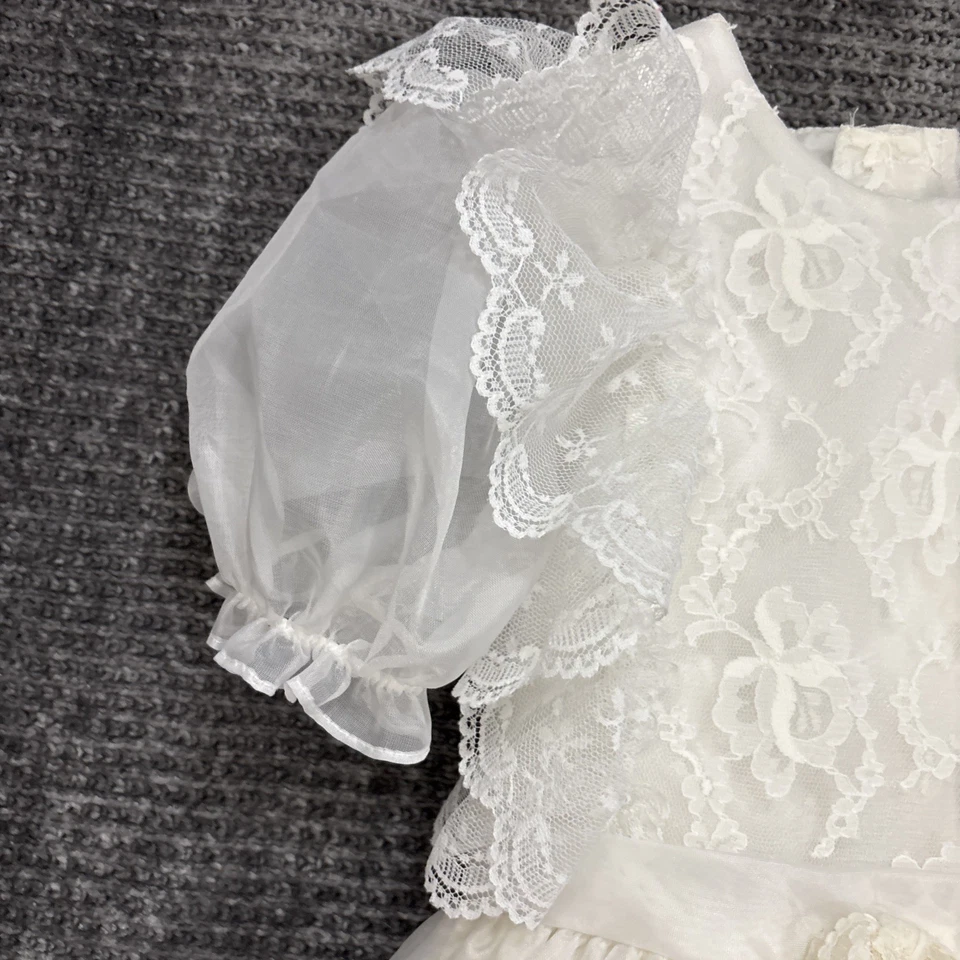 Vestido De Colección Campana Dorada Blanco Gasa Encaje Volantes Desfile Fiesta Círculo Completo Niñas 7 Foto 3 de 4