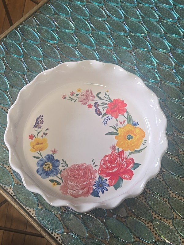 Pioneer Woman ~ BRILLIANT BLOOMS ~ 9" Stoneware ~ Pie Plate ~ See Pics Measure