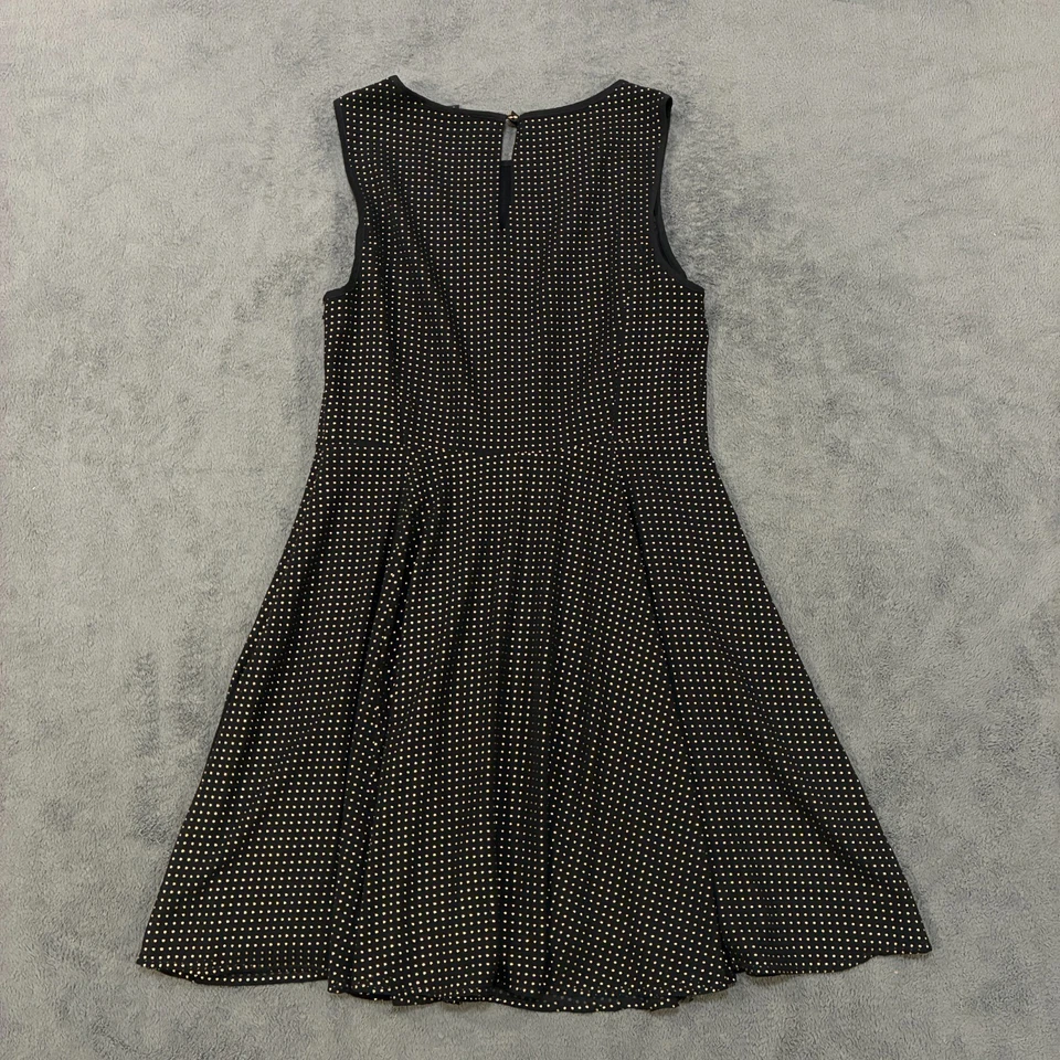 Mini Vestido Express Negro Dorado Lunares Sin Mangas Fiesta Cóctel Para Mujer Talla 10 Foto 3 de 4