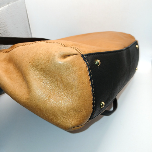 American Leather Co hellbraun & schwarz weiches Echtleder Umhängetasche Schultertasche - Bild 12 von 21