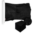 G128 5 Pack: American USA All Black Flag 4x6 Ft Embroidered 210D Polyester