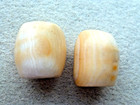 ANTIQUE 2  PCS LARGE  TUBE SHAPE WHITE CORAL  SHELL  TRADE BEADS  W/  PINK TOUCH — photo 7