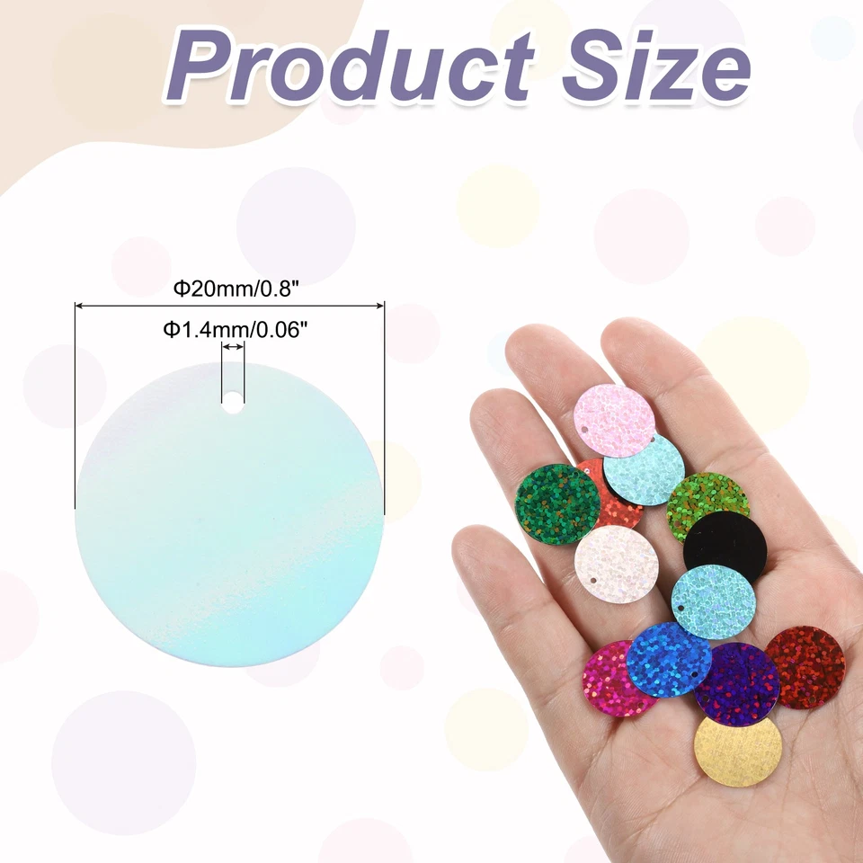 Lentejuelas redondas planas 450 piezas, lentejuelas sueltas de 20 mm/0,8 pulgadas, blanco AB Foto 2 de 4