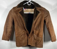 Vtg Sears Leather Shop Suede Coat Men's 40R Brown Sherpa Lined Jacket