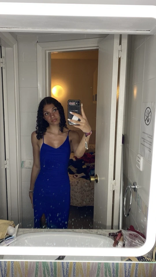 Robe longue bleue électrique Pull&Bear - Beau Dos nu & Fente - XS / 34 - Photo 2/4