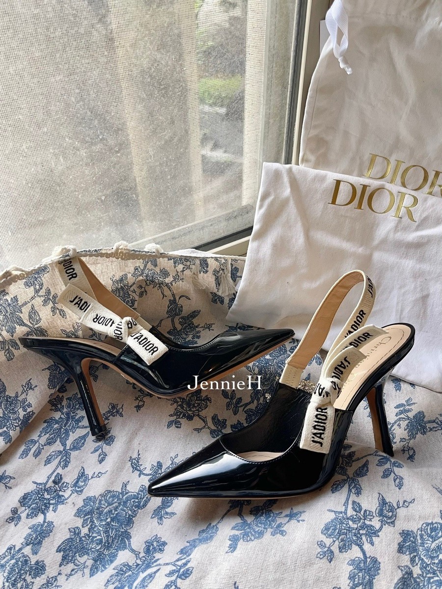Flawless Authentic Dior Black Patent Slingback Pumps - Size 36
