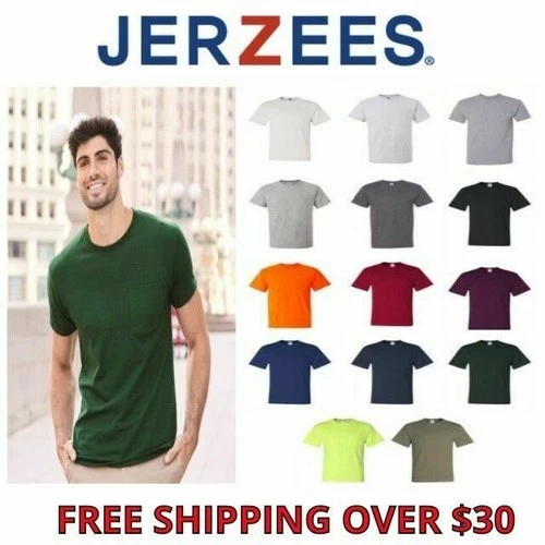 JERZEES Mens Heavyweight Blend 50/50 T Shirt with Pocket Tee Big Sizes S-5X 29P