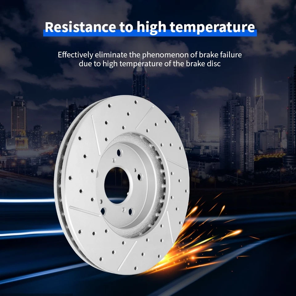 345mm Front Drilled Slotted Disc Rotors For Volvo XC40 XC60 XC90 S60 S90 V60 - Image 4 of 4