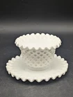 Vintage Fenton Milk Glass Hobnail Mayonnaise Bowl and Underplate