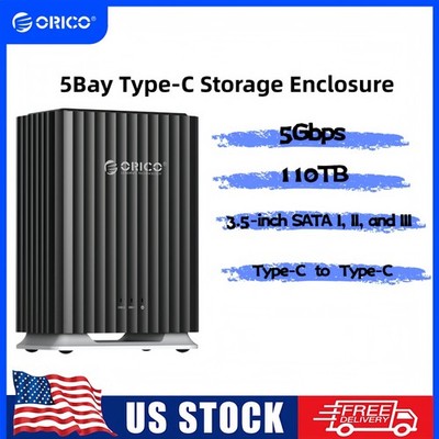 ORICO 2/5Bay Type-C Storage Enclosure 2.5'' 3.5'' HDD Mac PC DAS Solution 110TB