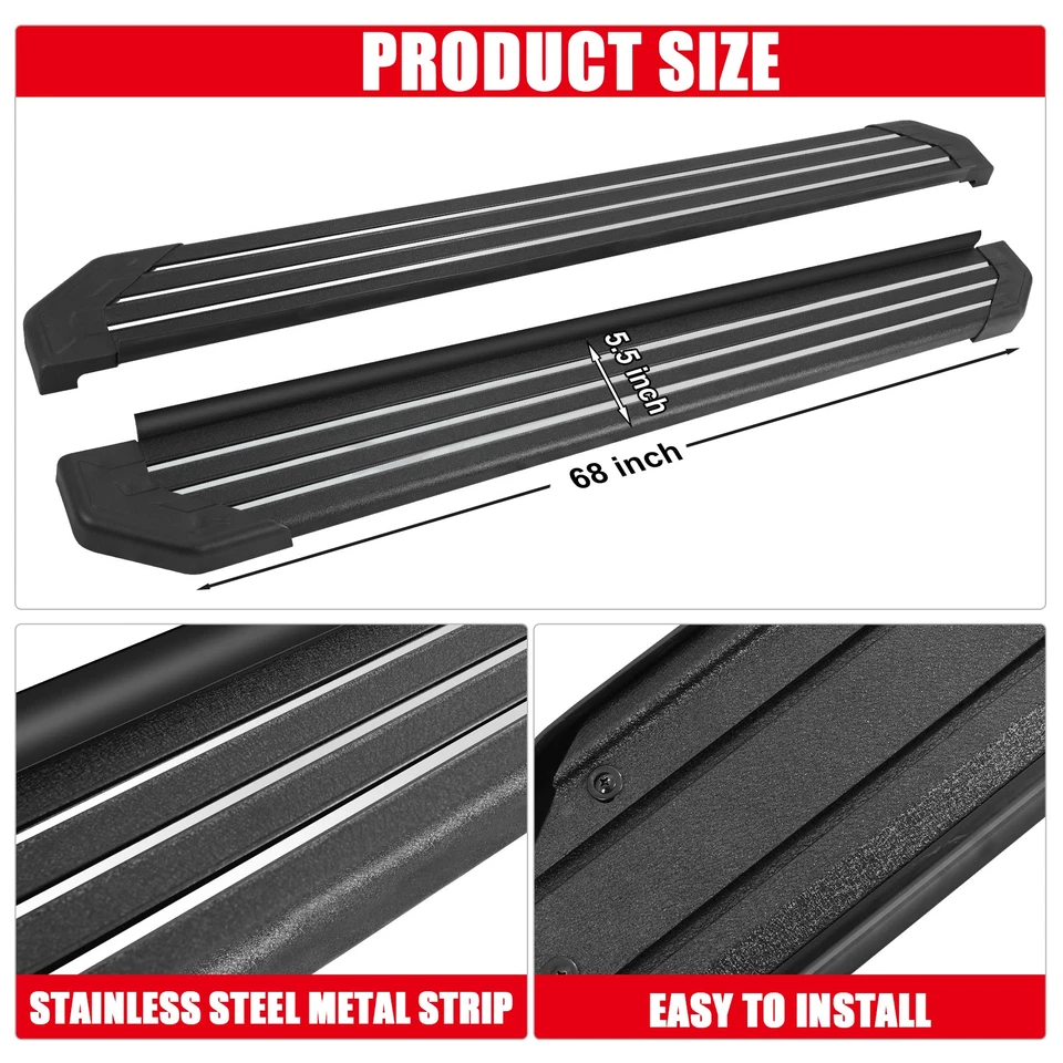 5.5" Running Board Fit 2009-2015 Honda Pilot Black Aluminum+SS Metal Strip Foto 4 de 4