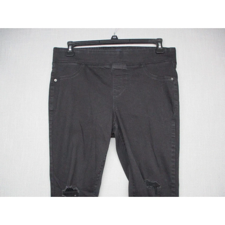 Old Navy Rockstar Black 15oz Distressed Raw Hem Jeggings Womens Size 14P - Image 2 of 4