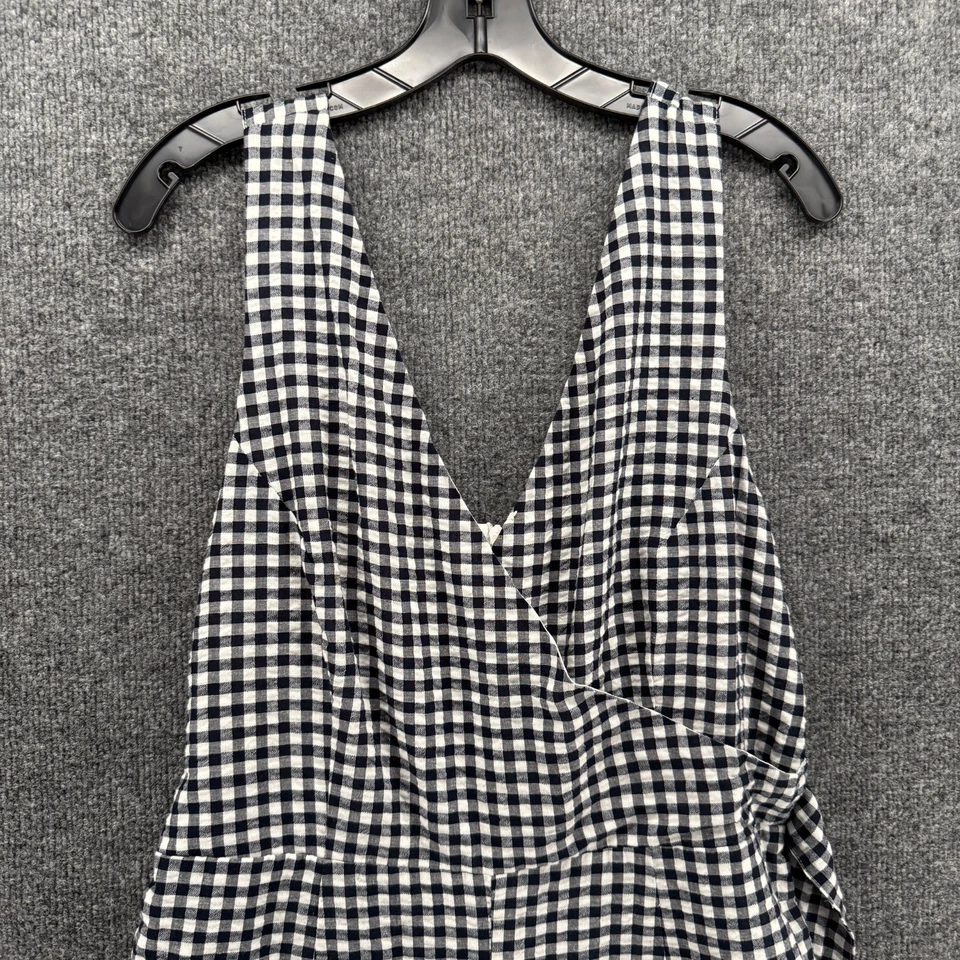 Mono Banana Republic M Azul Cuadros Lino Cuello en V Pierna Ancha Jersey Cottagecore Foto 2 de 4