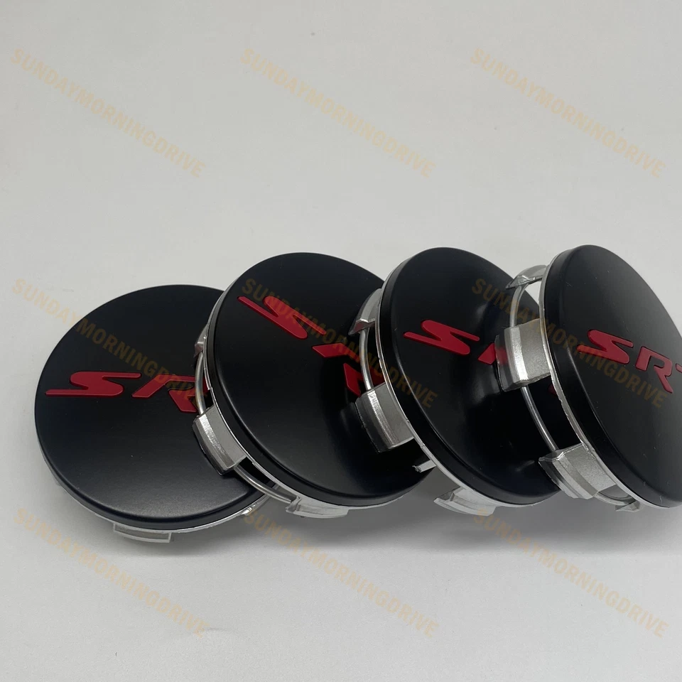 4x Black Red SRT Wheel Center Caps Fits For SRT 2015-2020 Rim Hup Center Covers Foto 3 de 4