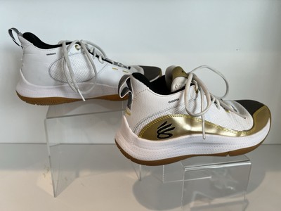 Under Armour Curry 3Z5 White/Metallic Gold Basketball Shoes Unisex M7 W 8.5