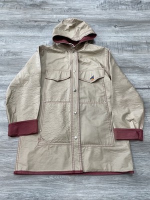 Misty Harbor Button Up Jacket 1980s Vintage Rain Weather Slicker Tan Womans Med