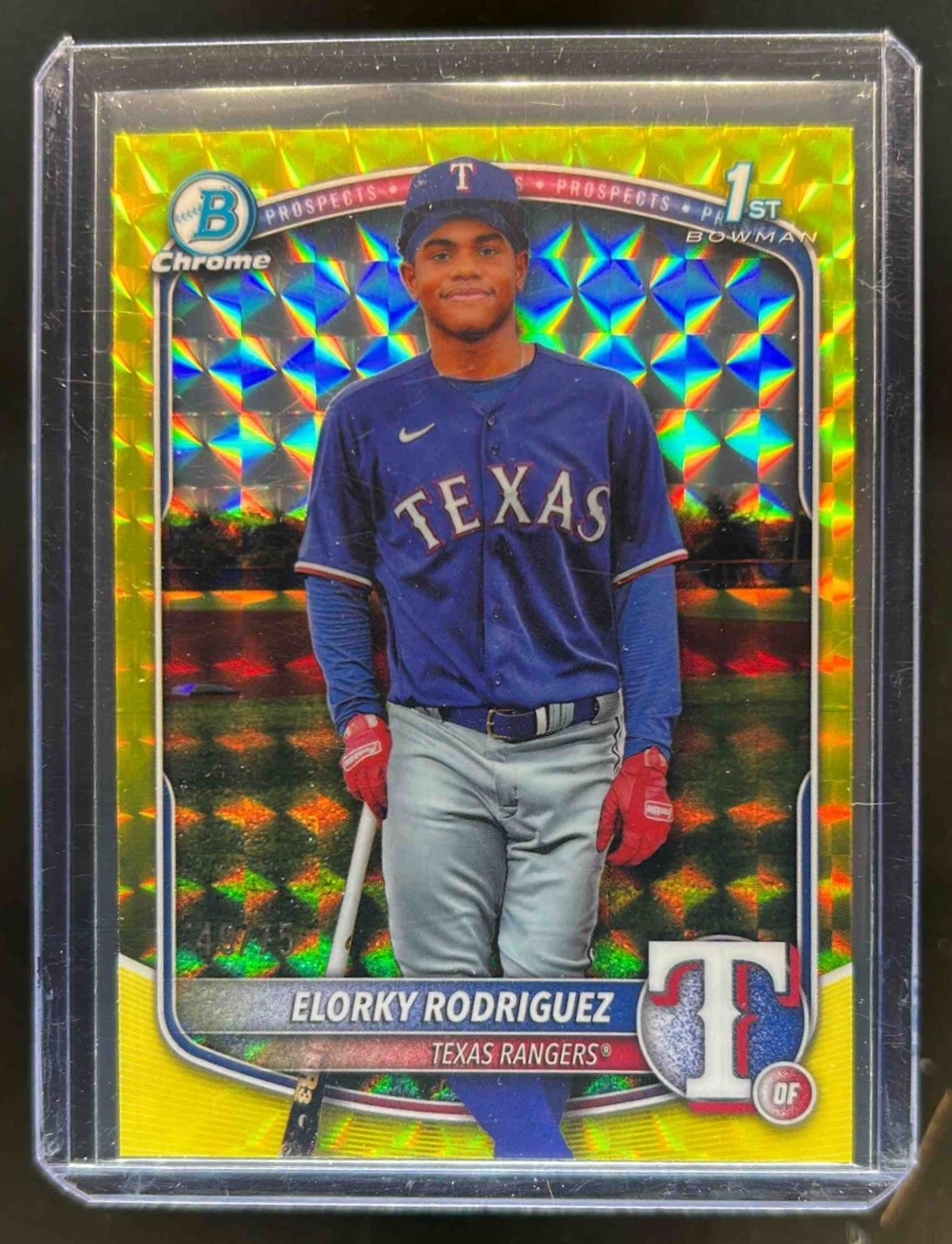 2025 Bowman Chrome Elorky Rodriguez Yellow Geometric Refractor 1st #49/75