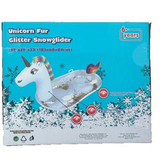 NEW Large Unicorn Fur Glitter Snowglider Snow Glider inflatable Sled 72"x 27"x33