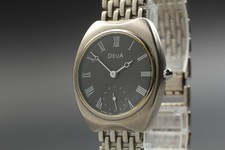 RARE Exc 5 SEIKO ALBA DEUA V707-6160 Black Roman Quartz Vintage Dress Watch