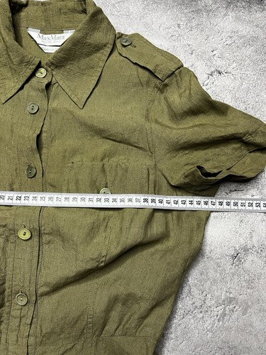 Max Mara Dress Linen Made In Italy Size 6 Green - Picture 14 of 15