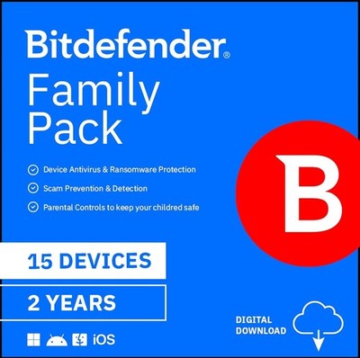 Bitdefender Family Pack for 15 Devices / 2 Years. USA Only . Fast Delivery