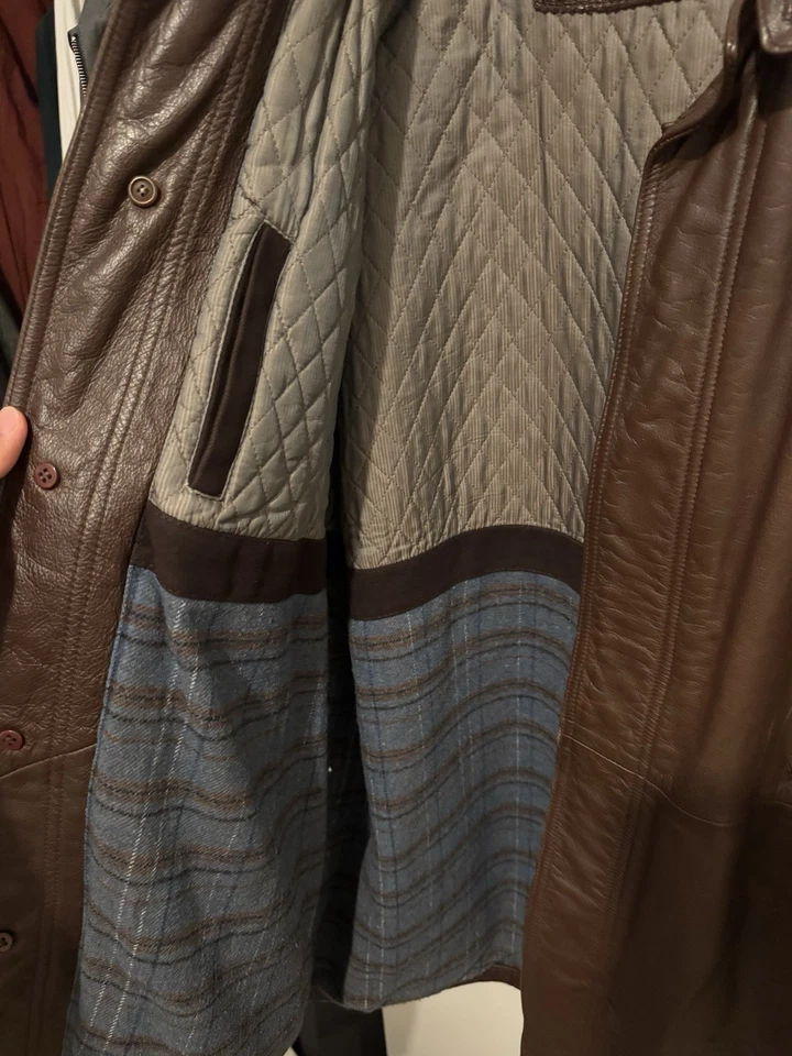 Abrigo de cuero vintage Marlboro Classics - marrón - XL Foto 4 de 4