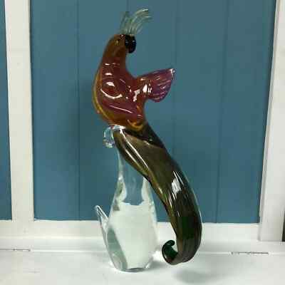 Vintage MCM c1950s Alfredo Barbini Murano Glass Cockatoo Parrot