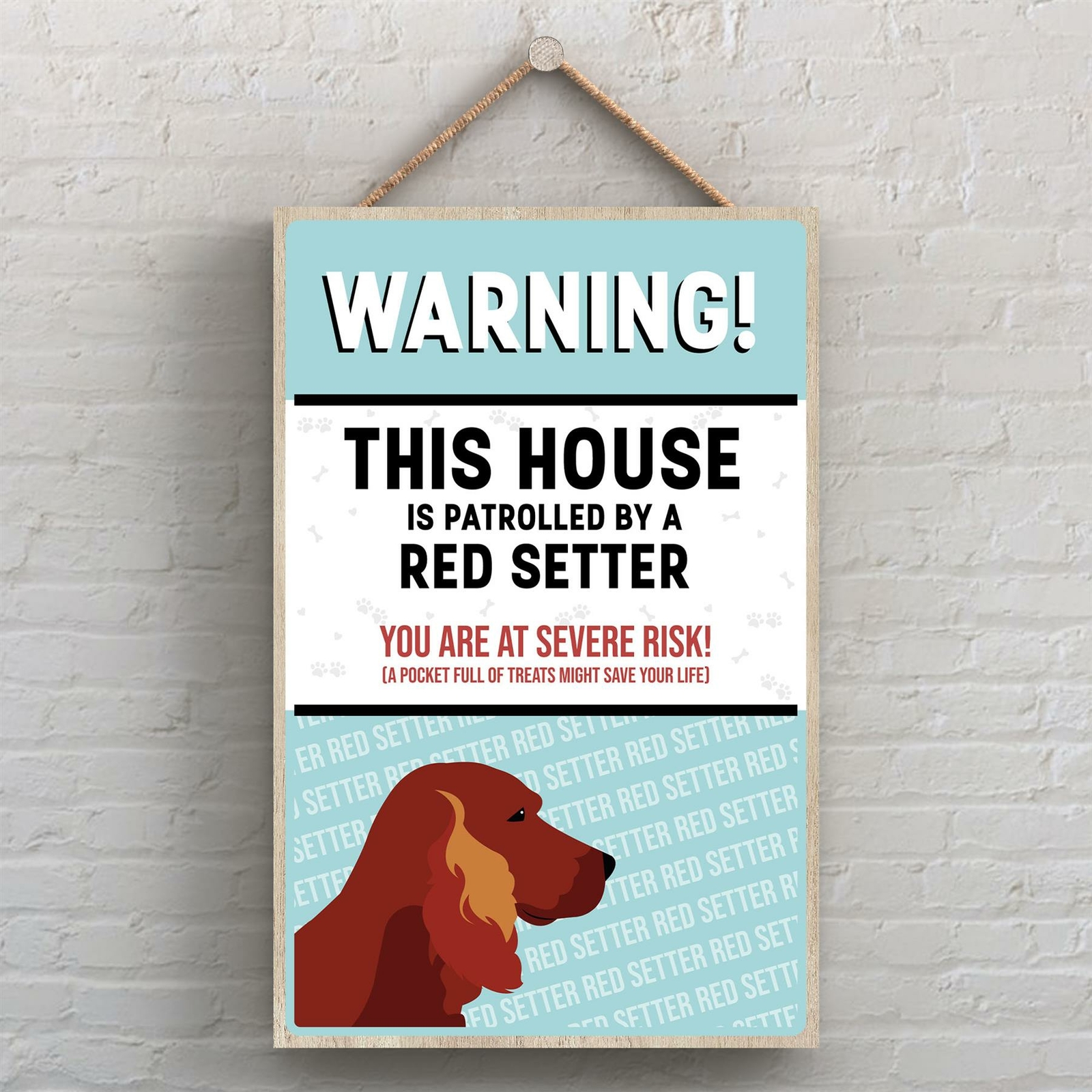 RED SETTER WORKS OF K PEARSON DOG BREED ILLUSTRATION WOODEN HANGING PLAQUE