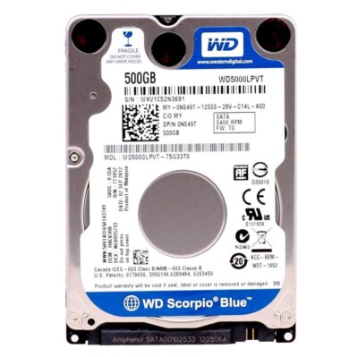 Western Digital 500GB WD5000LPVT 5400RPM SATA 2.5'' Laptop HDD Hard Disk Drive