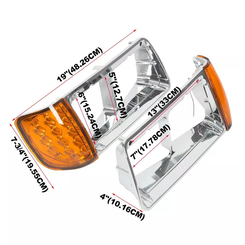 Bisel de faro apto para Freightliner FLD120 con luz de señal de giro LED IZQUIERDA Y DERECHA Foto 2 de 4