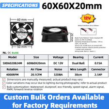 12V DC Cooling Fan 4/5/6/7/8/9/12cm Dual Ball Bearing, 80mm 120mm Industrial Fan
