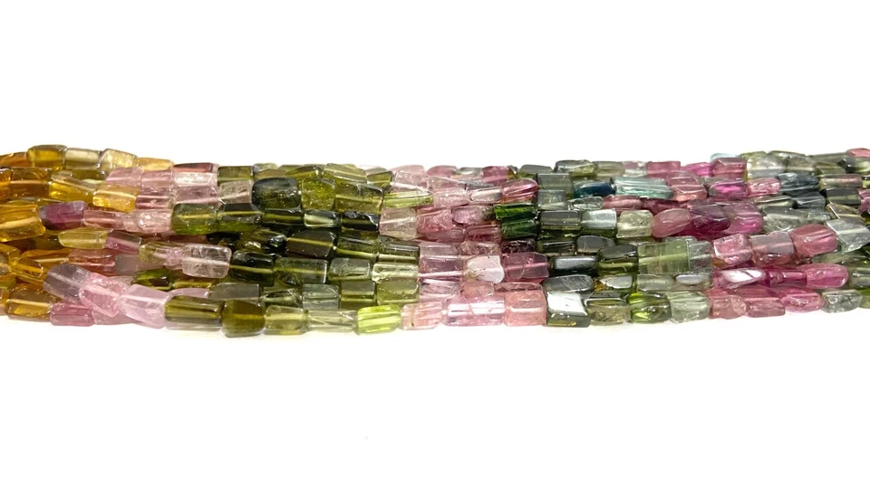 Natural Multi Tourmaline Smooth Square Shape Beads Tourmaline Wholesale beads - Image 4 of 4