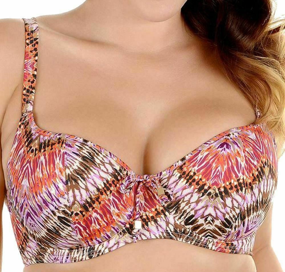 Freya Inferno Bikini Top Amber Size 34F Underwired Padded Balcony Bra 3756 New
