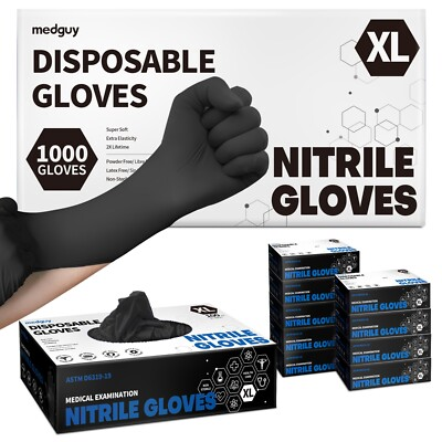 #ad Disposable Nitrile Gloves 4.5mil Black Powder Free Food Safe Cleaning Exam Glove $69.98