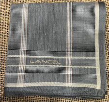 CLASSIC ART MAN GRAY STRIPED PLAIN HANDKERCHIEF VINTAGE COTTON POCKET SQUARE 18"