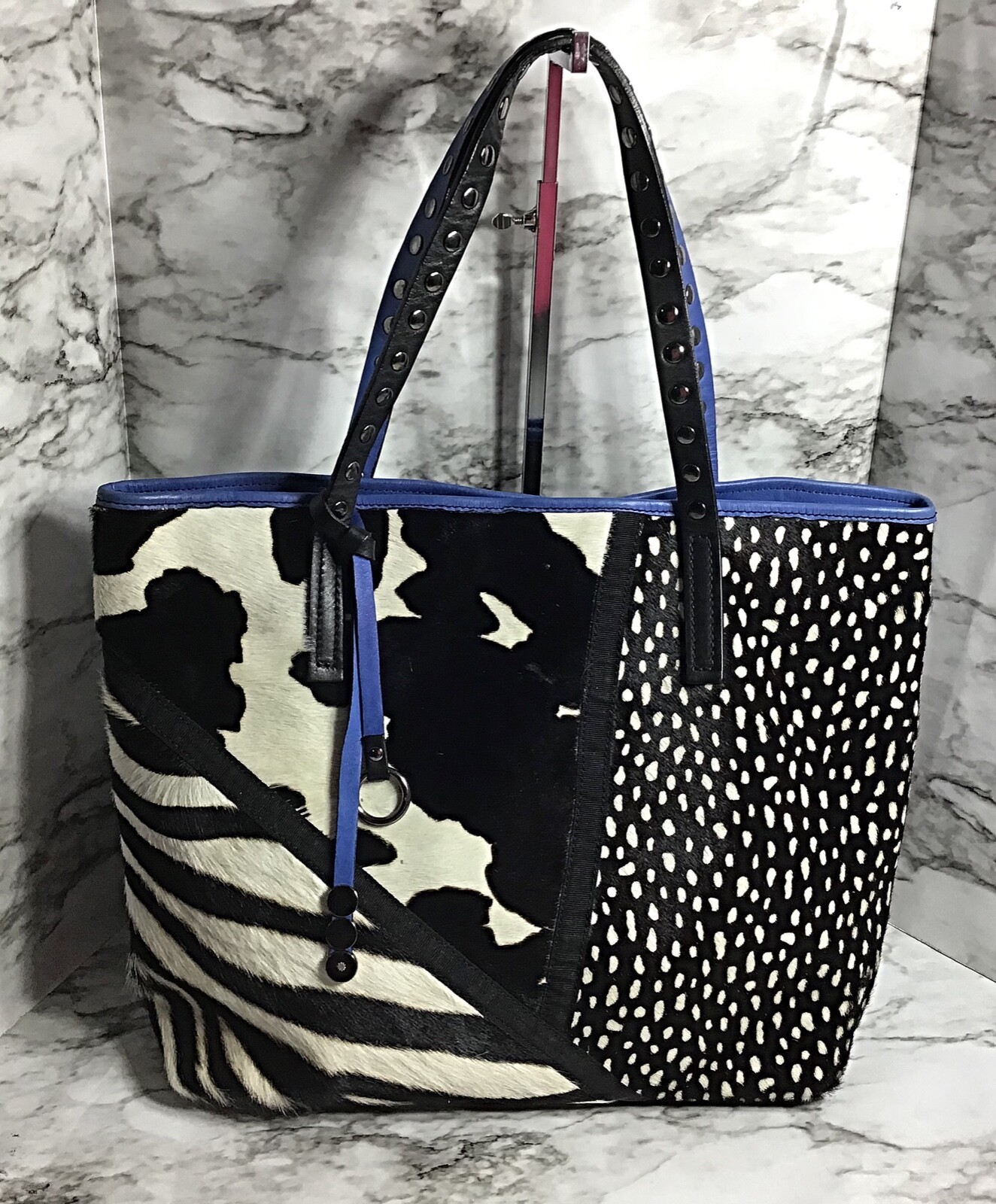 Asia Bellucci Pony Hair Leather Tote Bag Made in Italy Gem